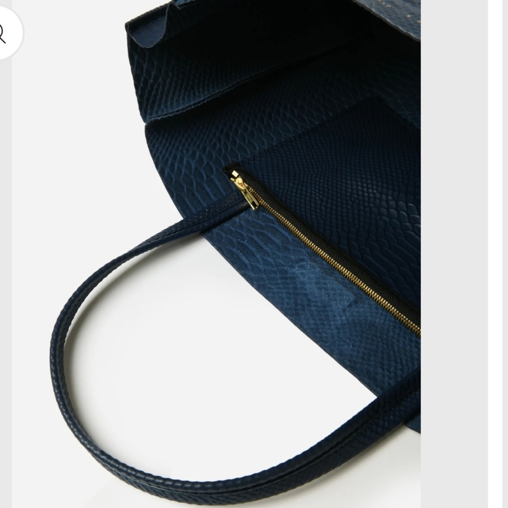 NWT Ampersand‎ As Apostrophe Tote Bag- Blue Leather Python Pattern  Designer Bag - Picture 5 of 7